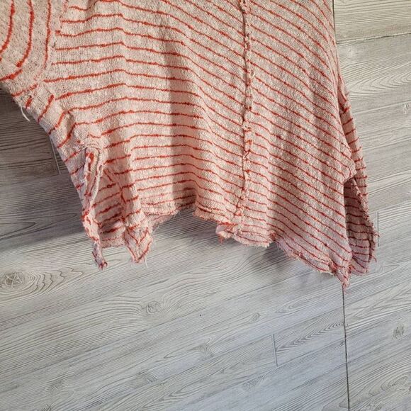 We The Free Island Girl Hacci Stripped Shirt Womens SZ M Oversized Distressed Re - Picture 7 of 7